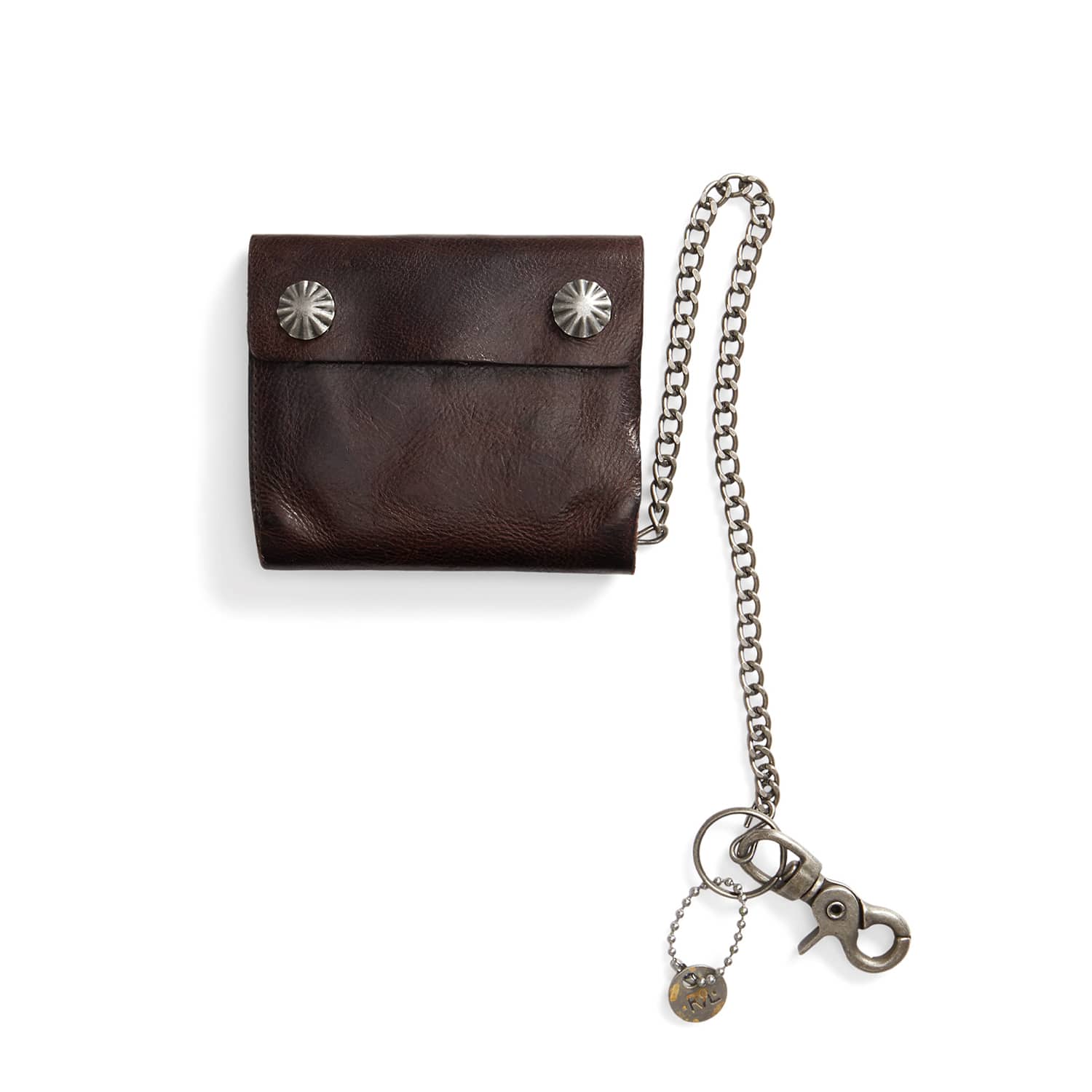Double RL Concho Leather Chain Wallet in Dark Brown