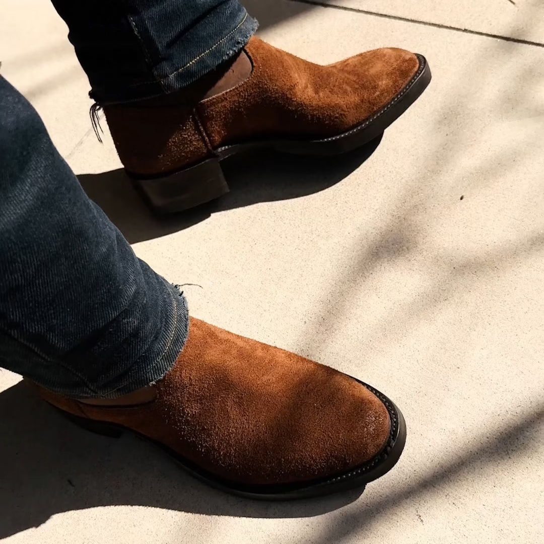 RRL Roughout Suede and Leather Boot Brown