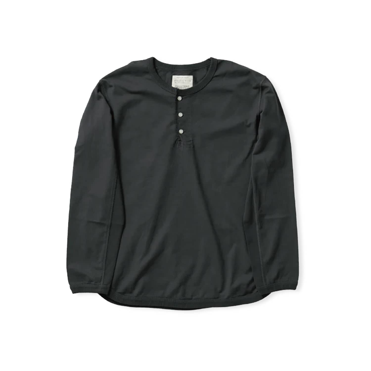 Full Count Flat Seam Heavyweight Long Sleeve Henley T-Shirt Ink Black