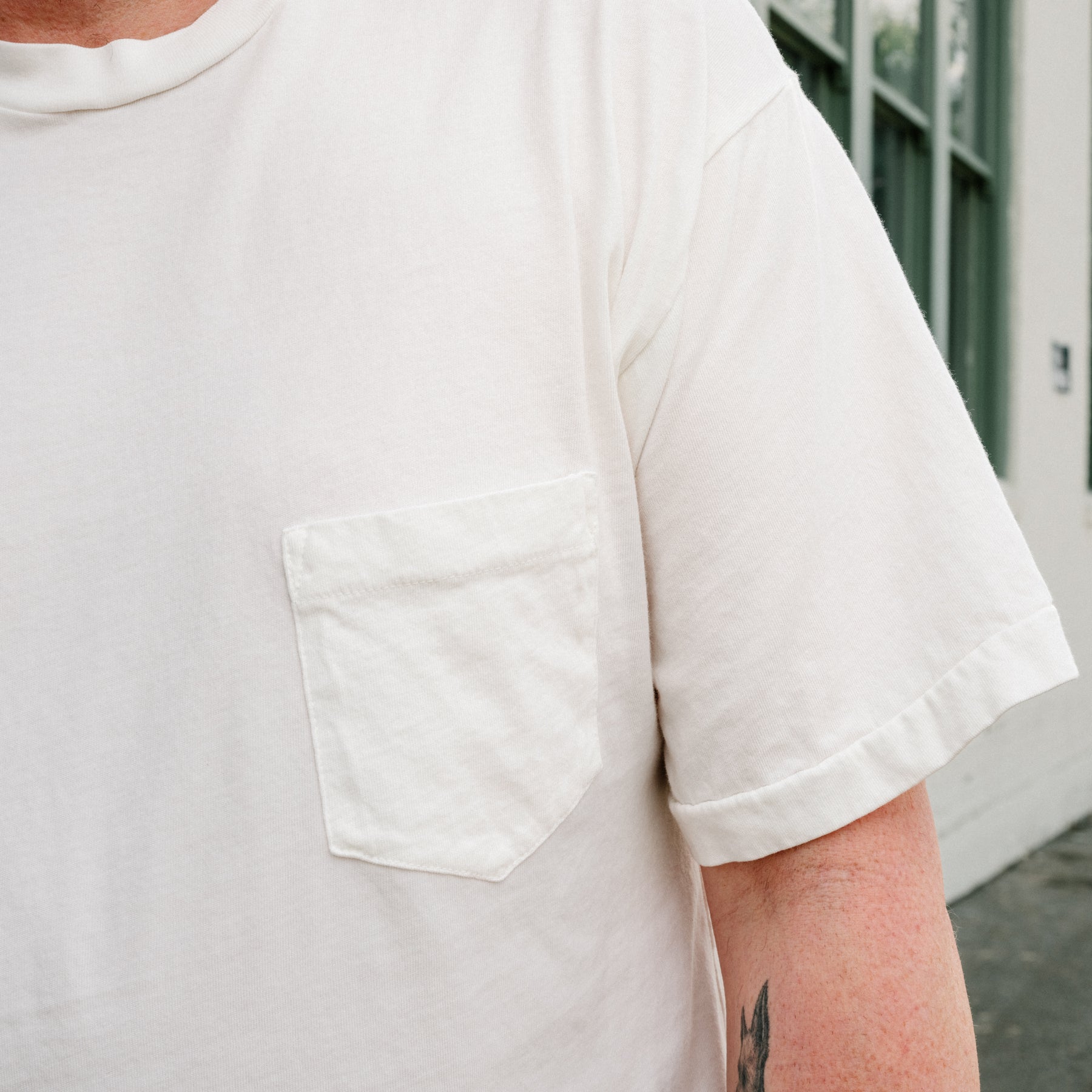 All-Time High Single Stitch Pocket Tee Washed White