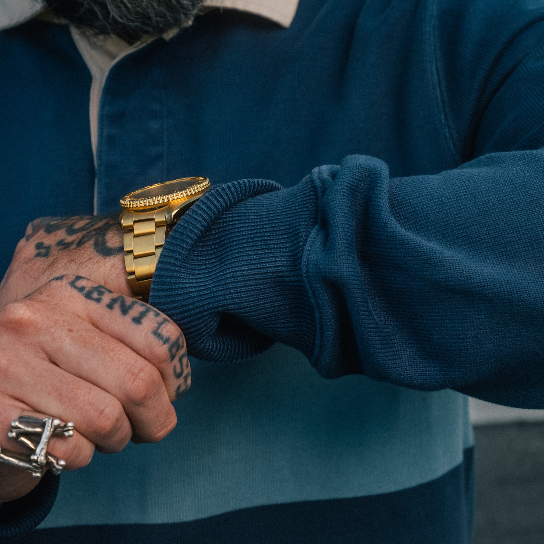 RRL Oversize Striped Jersey Rugby Shirt Blue Multi