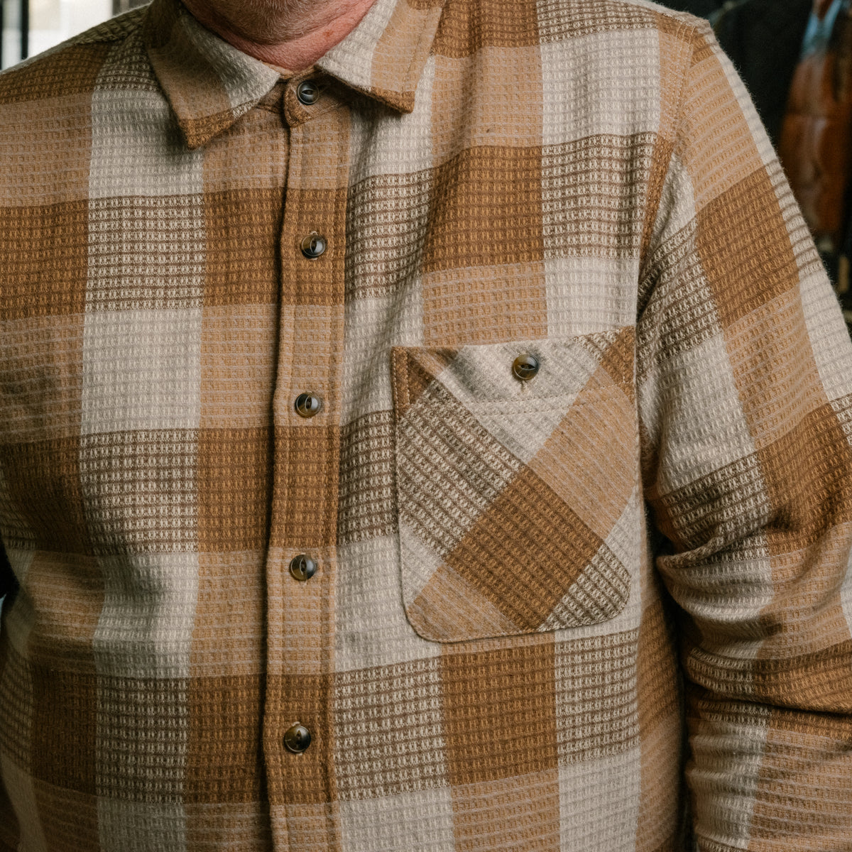 Rogue Territory Oxford Shirt Tan Waffle Plaid