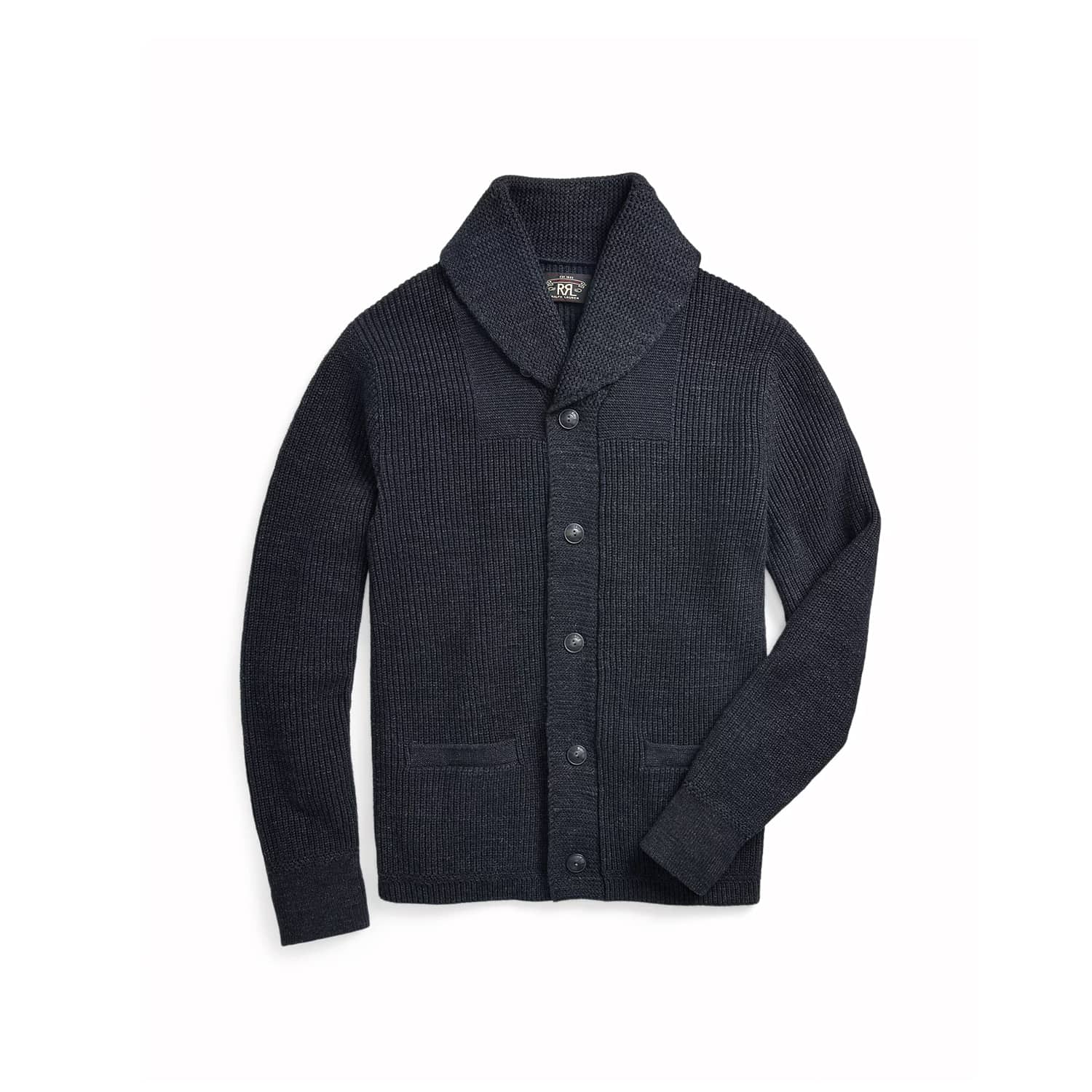 RRL Cotton Shawl Cardigan Sweater Dark Navy Heather