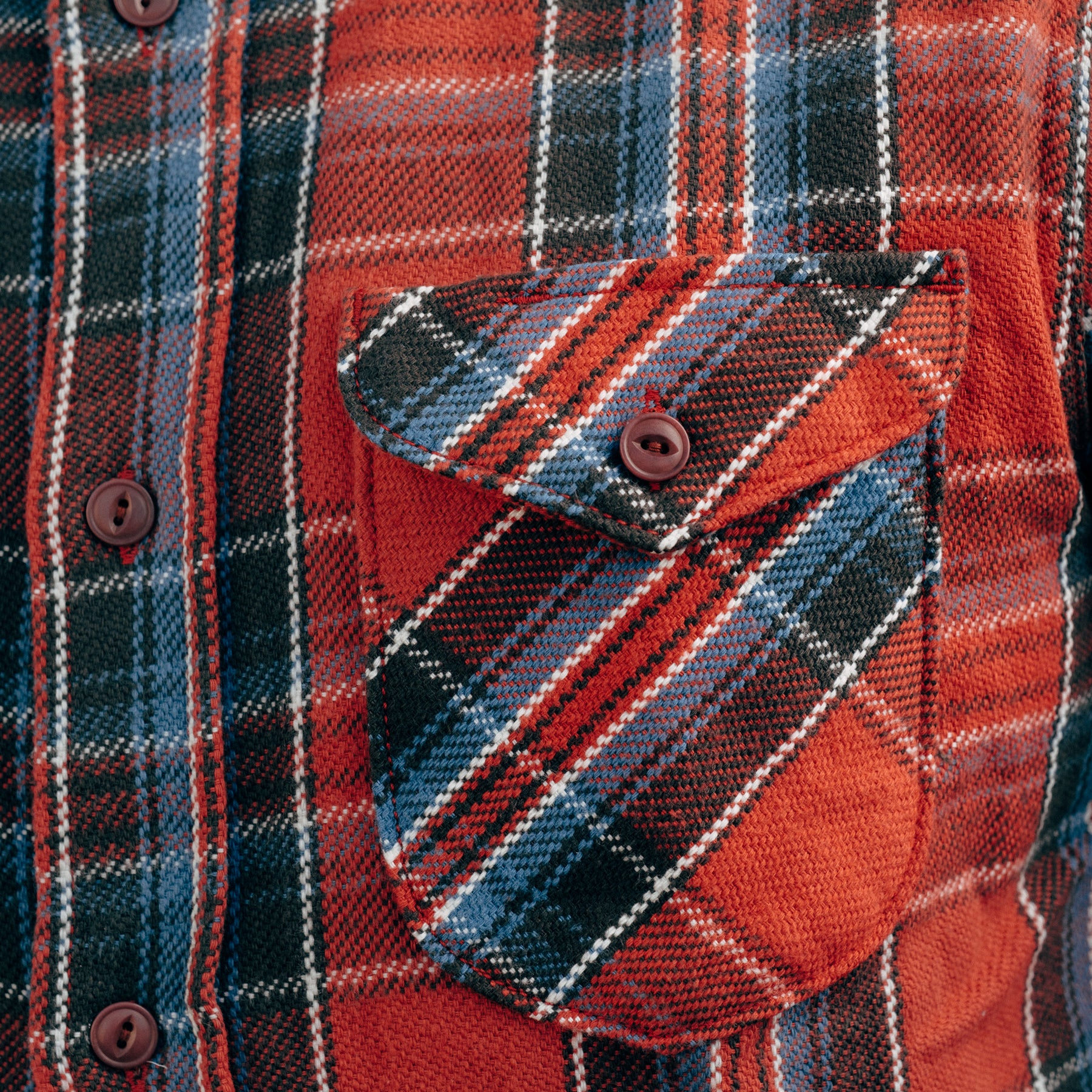 Ues Heavy Flannel Shirt - Red and Blue 3/L