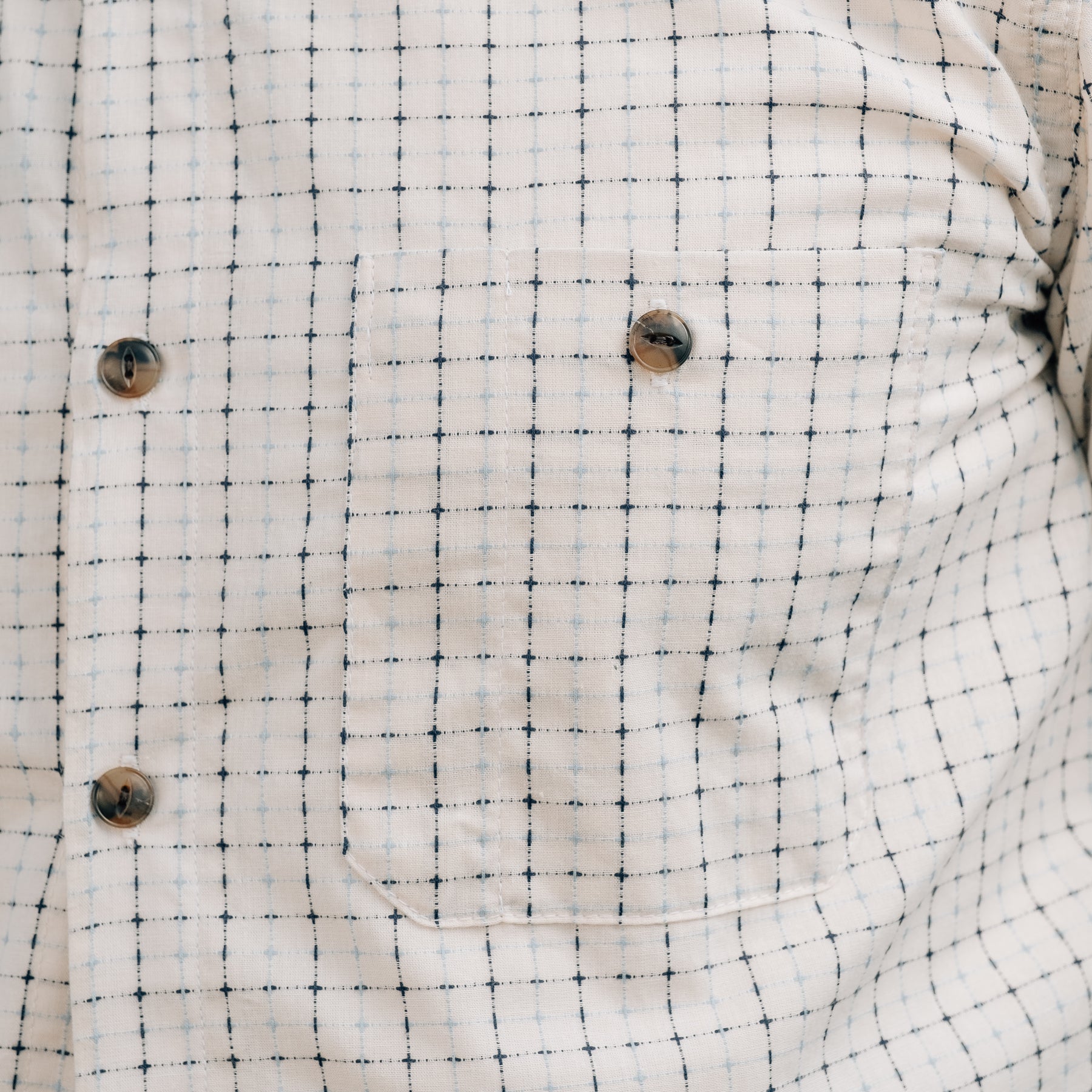 Rogue Territory Oxford Shirt Natural Sashiko Grid