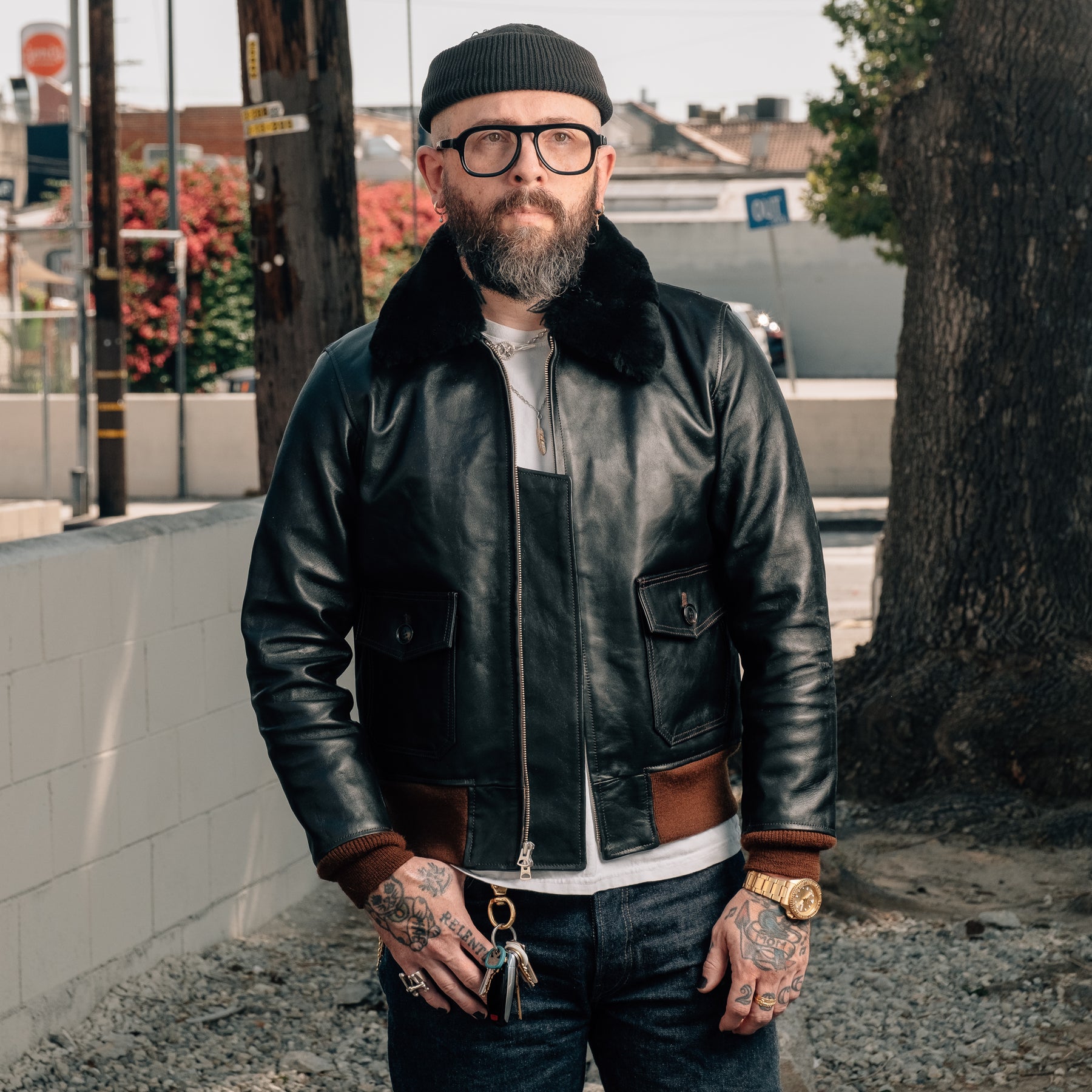 Double Helix x Snake Oil Provisions "Virgil" G-1 Flight Jacket Black Teacore