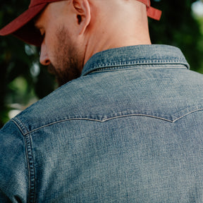 RRL Washed Denim Western Shirt Dark Wash