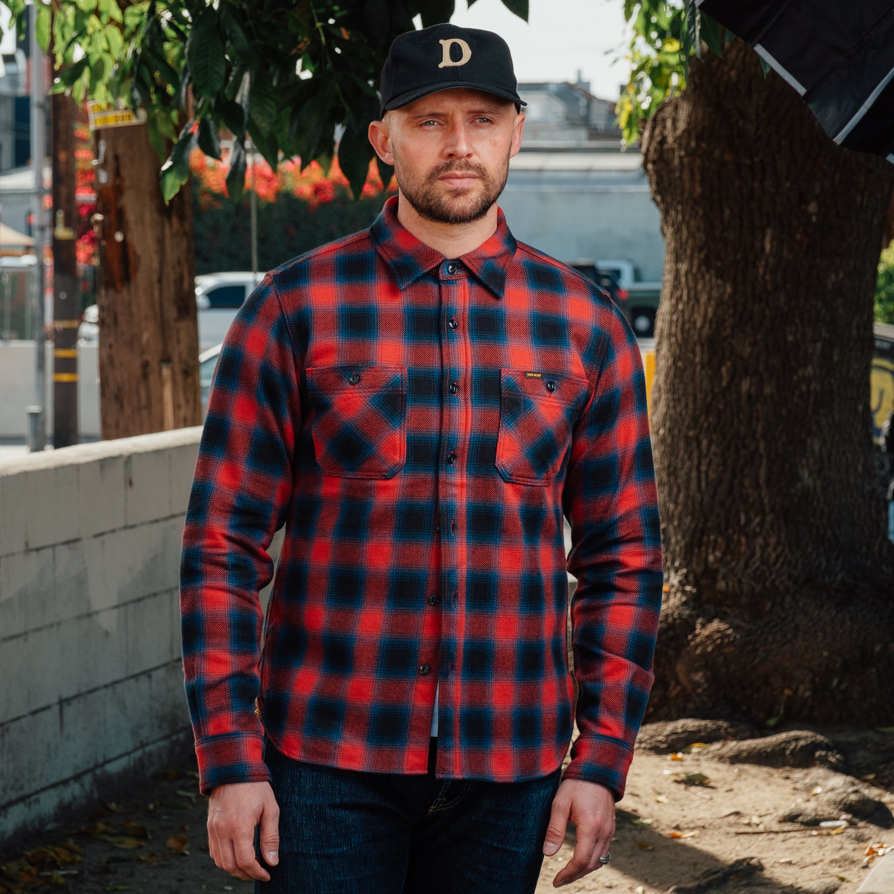 Iron Heart IHSH-379-RED Ultra Heavy Flannel Ombré Check Work Shirt FIN