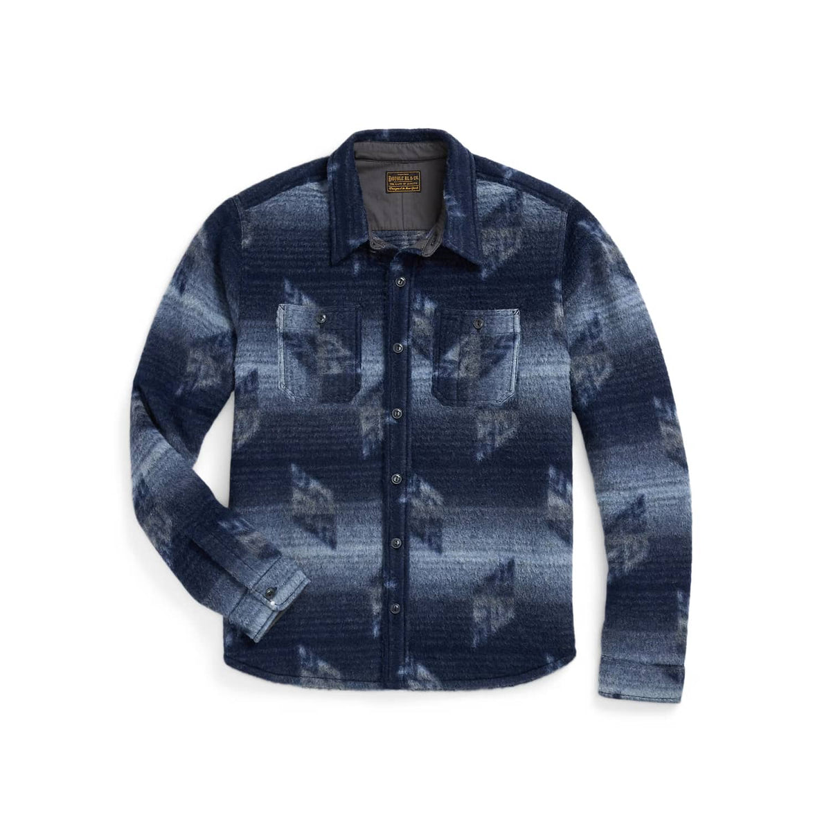 RRL Double-Knit Jacquard Overshirt Navy/ Multi