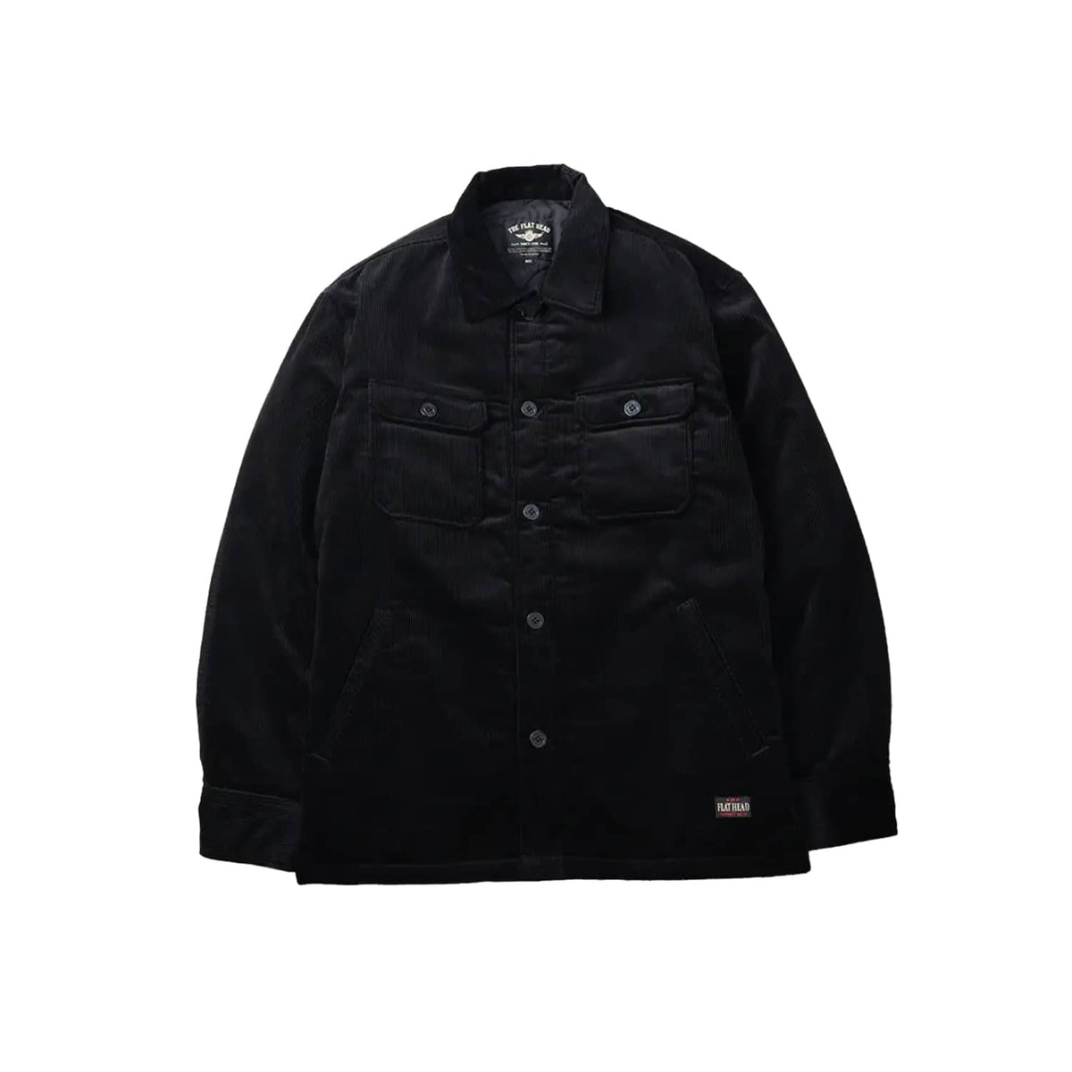 The Flat Head FN-OJ-C013 Corduroy Shirt Jacket Black