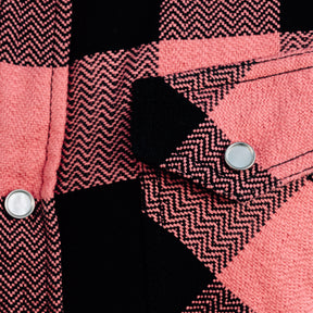 The Flat Head Block Check Western Shirt Pink/ Black NEW