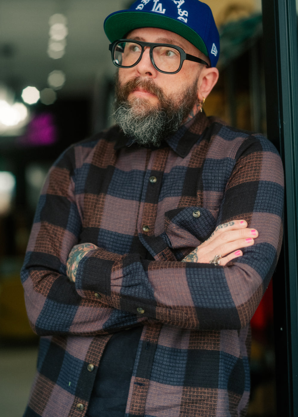 Man wearing Rogue Territory Oxford Shirts in Blue