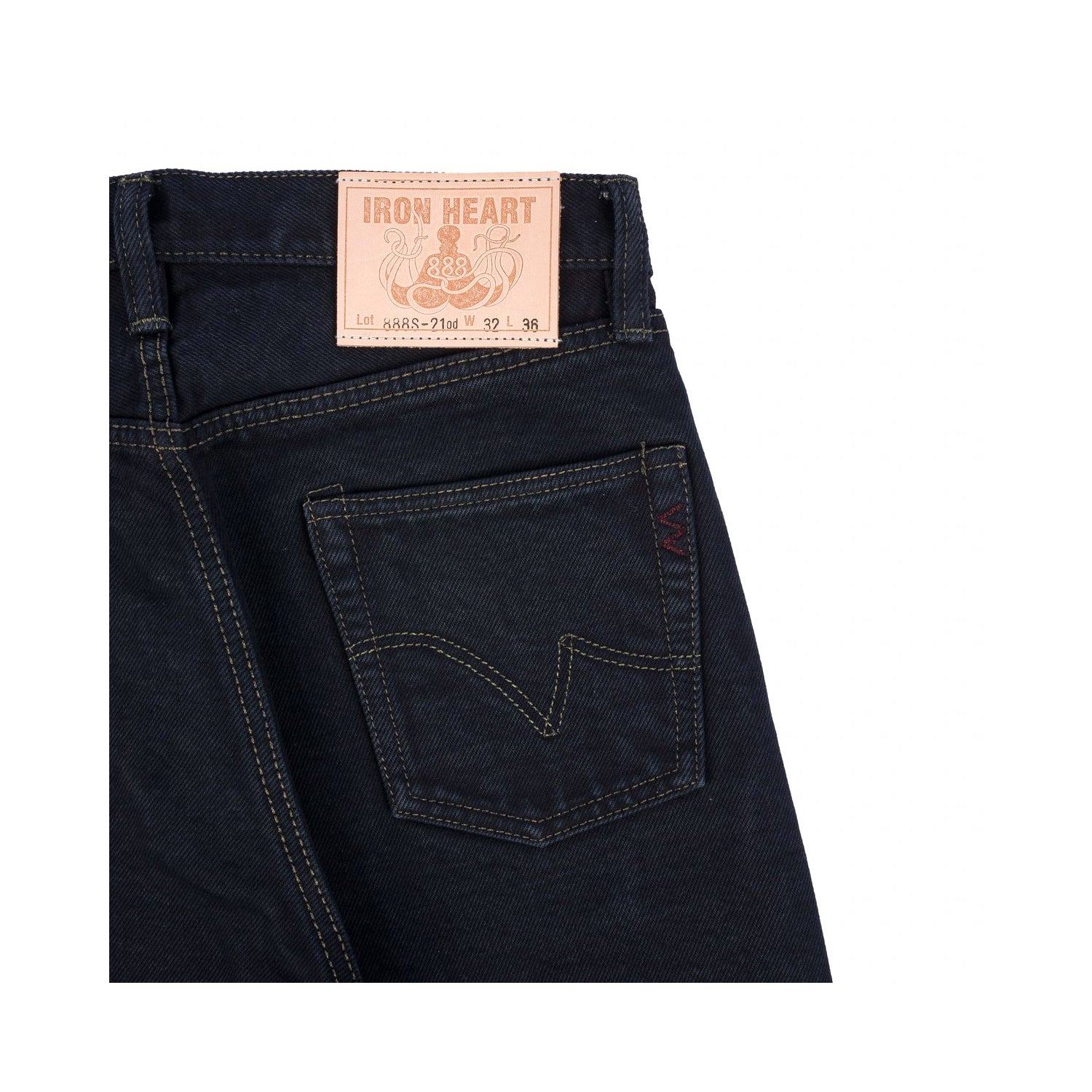 Iron Heart IH-888S-21od 21oz Selvedge Denim Medium/High Rise Tapered Cut Jeans Indigo Overdyed Black