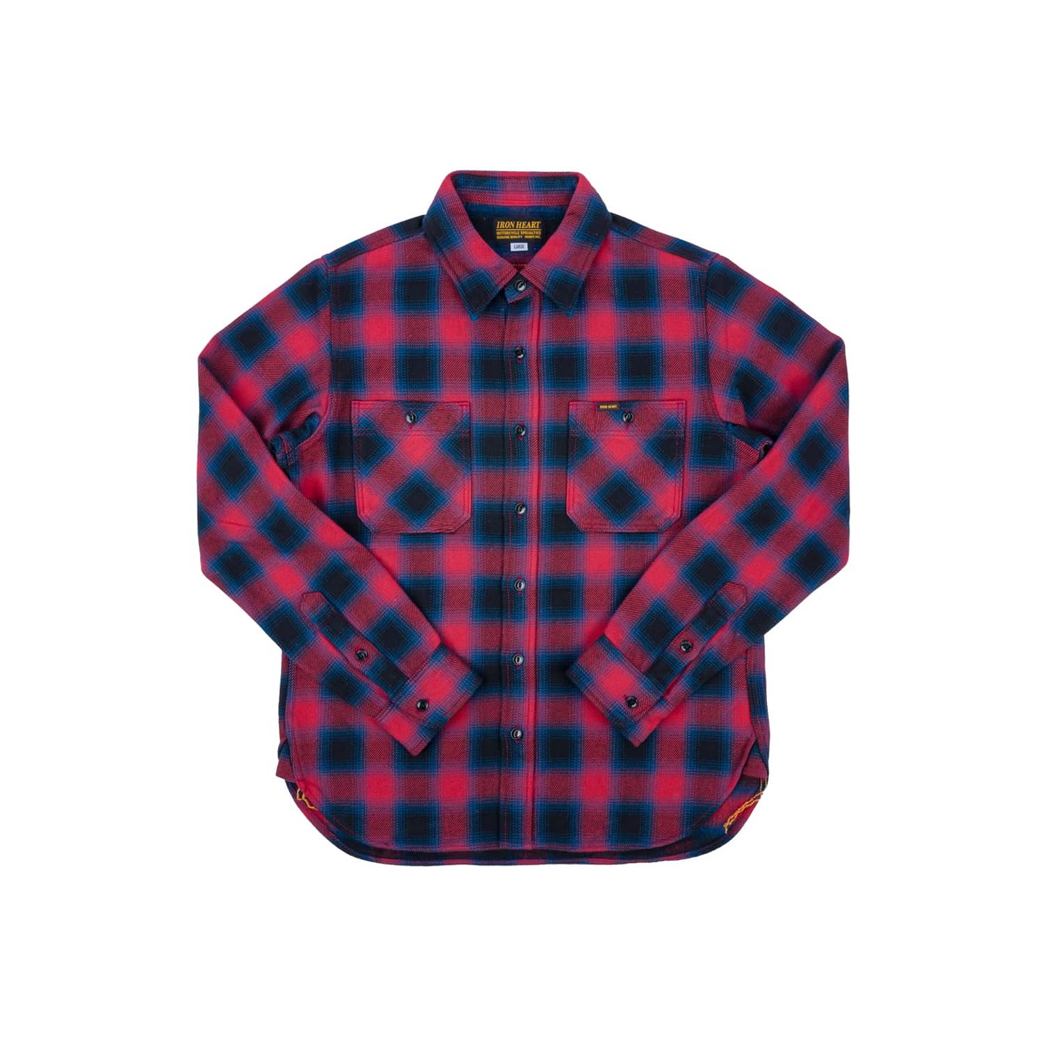 Iron Heart IHSH-379-RED Ultra Heavy Flannel Ombré Check Work Shirt