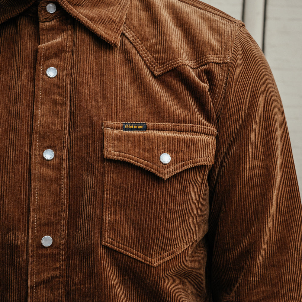 Iron Heart IHSH-398-CAM 11oz Corduroy Western Shirt Camel