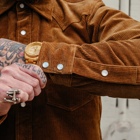 Iron Heart IHSH-398-CAM 11oz Corduroy Western Shirt Camel