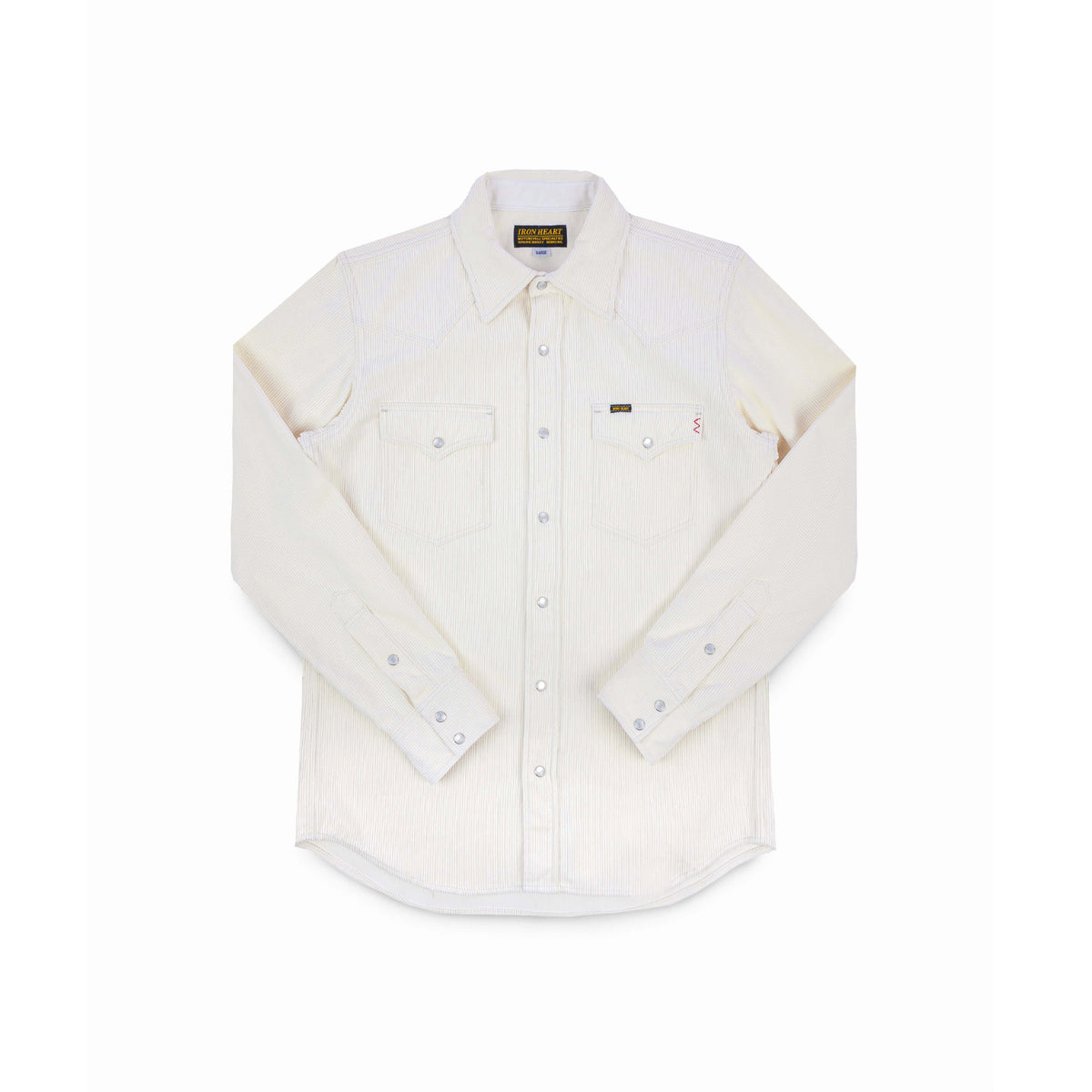 Iron Heart IHSH-398-WHT 11oz Corduroy Western Shirt Off White