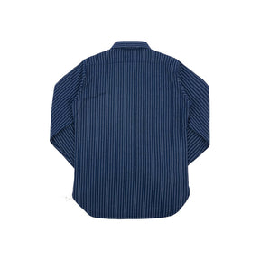 Iron Heart IHSH-402-NAV Ultra Heavy Flannel Chalk Stripe Work Shirt Navy