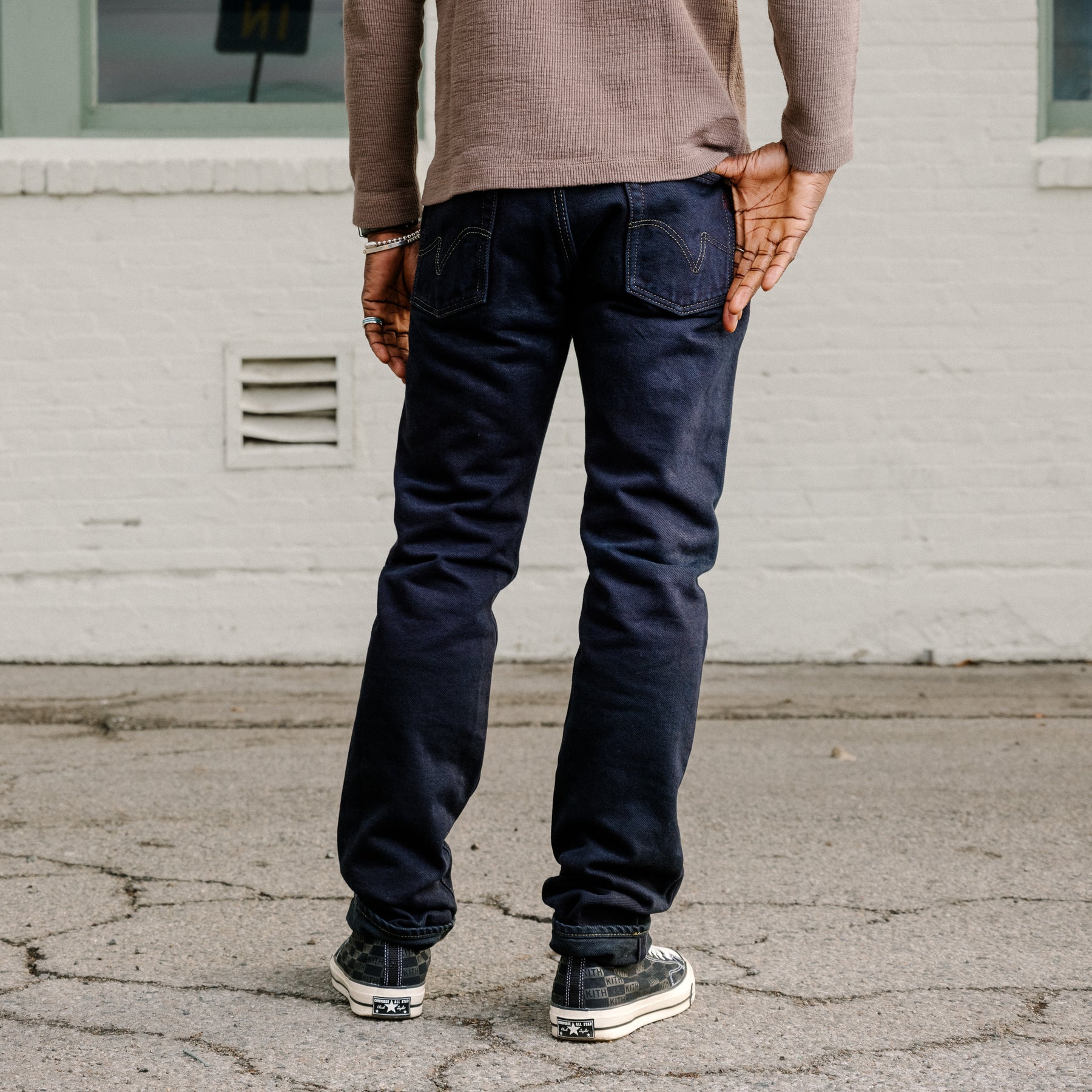 Iron Heart IH-888S-21od 21oz Selvedge Denim Medium/High Rise Tapered Cut Jeans Indigo Overdyed Black