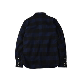 The Flat Head Block Check Flannel Western Shirt Indigo