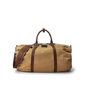 RRL Leather-Trim Canvas Duffel Khaki/ Brown