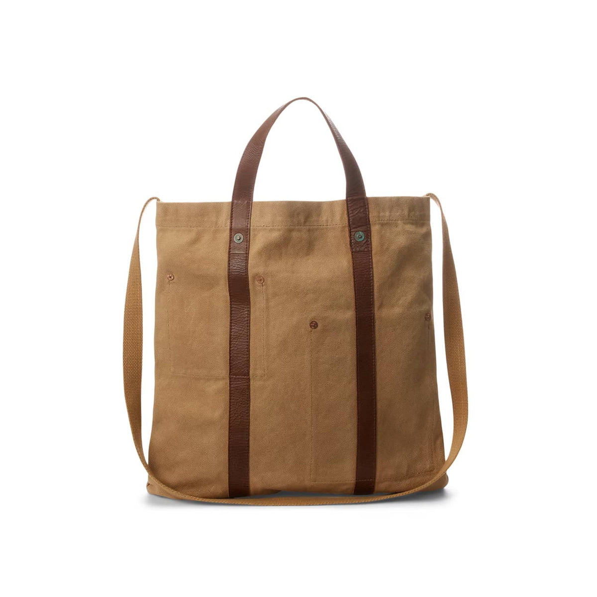 RRL Leather-Trim Canvas Tote Khaki/ Brown