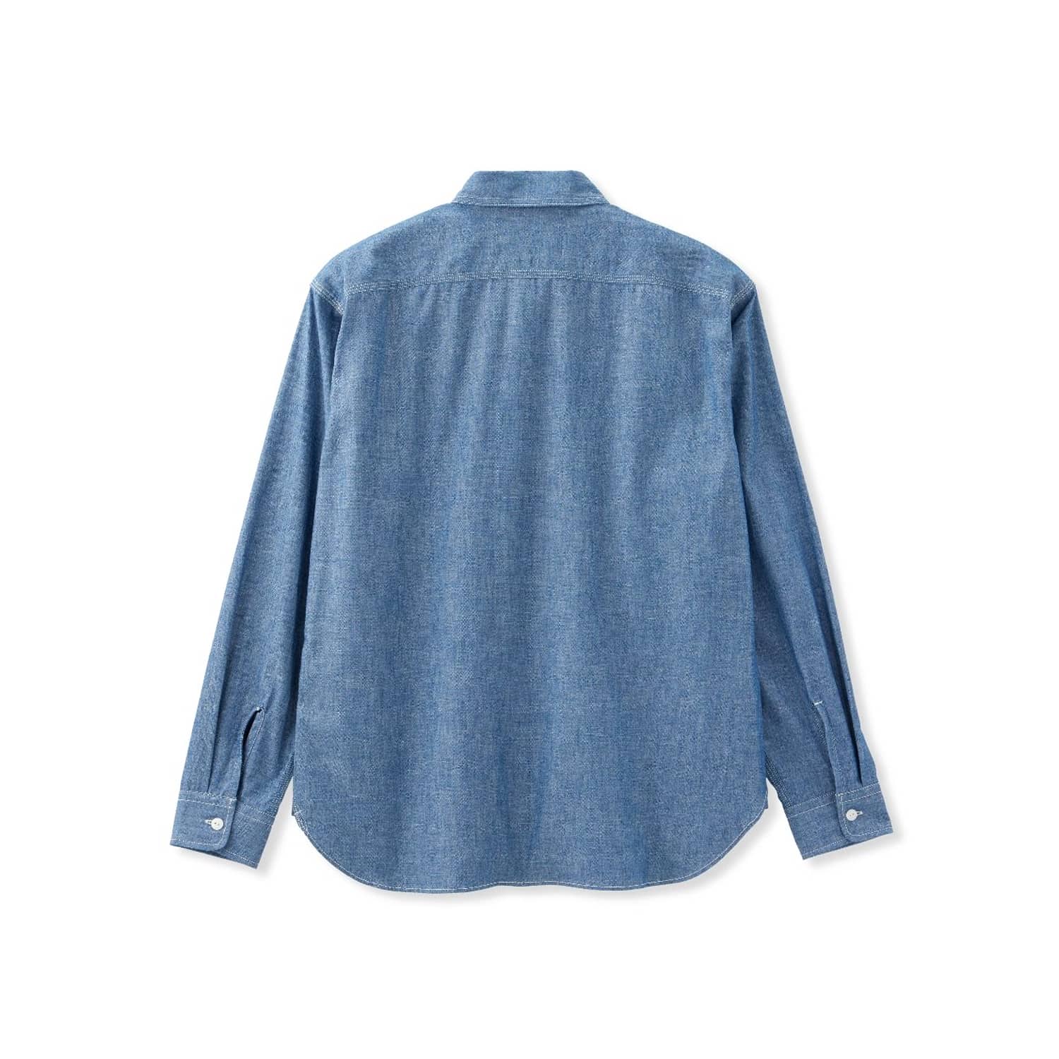 Momotaro Triple Stitch Long Sleeve Chambray Shirt Indigo