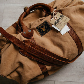 RRL Leather-Trim Canvas Duffel Khaki/ Brown