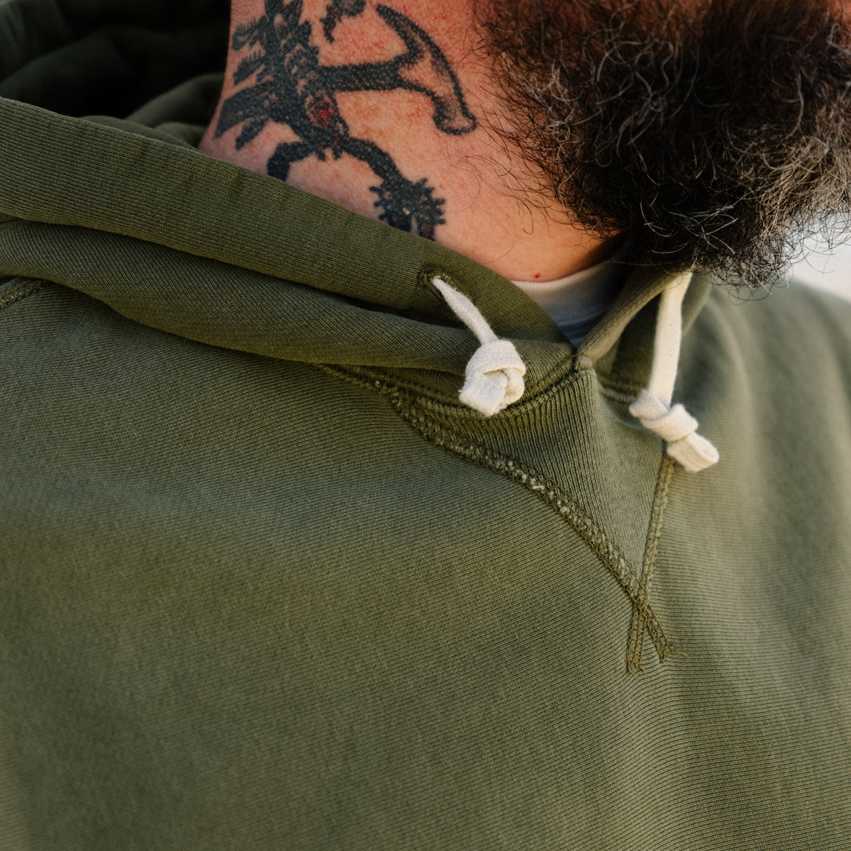 RRL Garment-Dyed Fleece Hoodie Olive