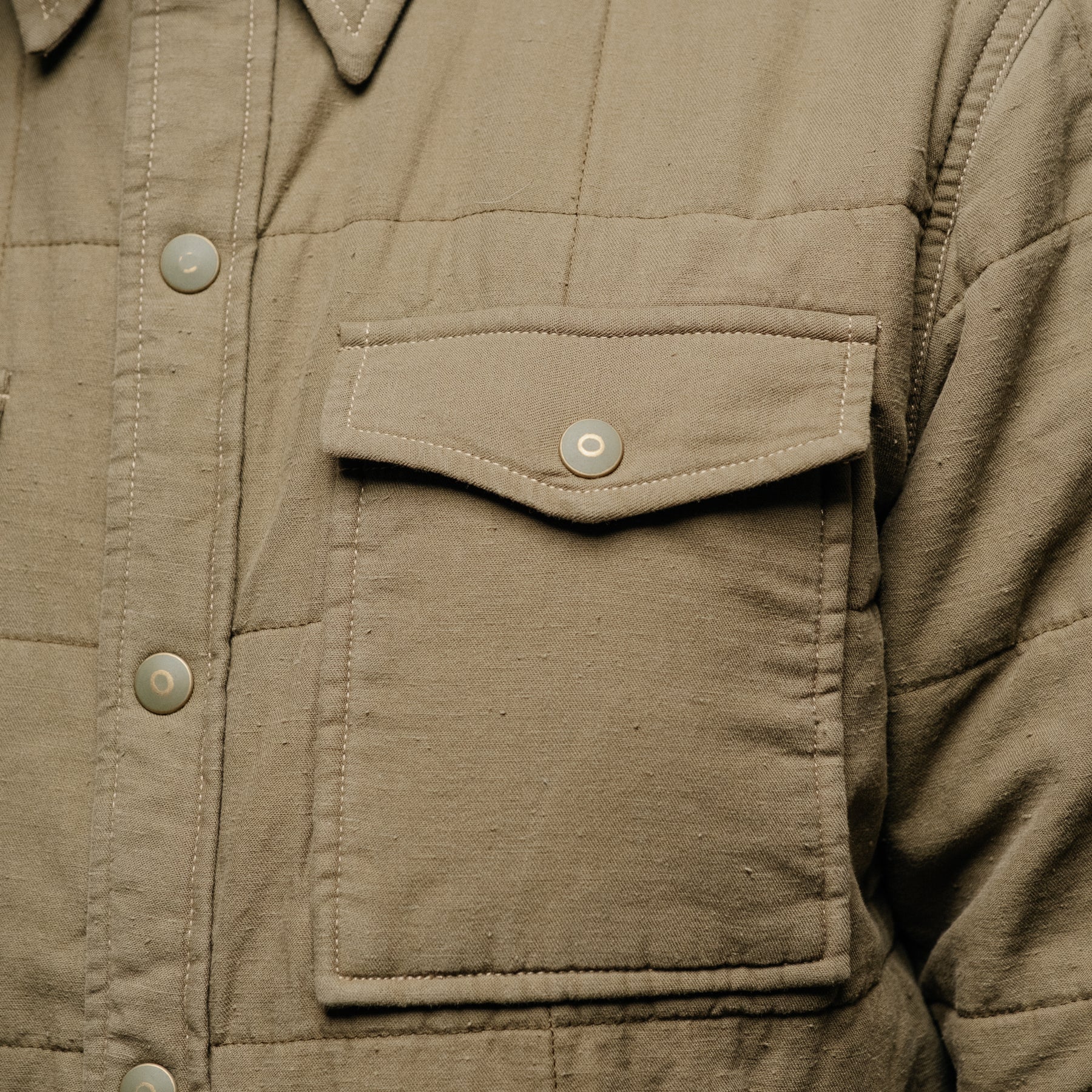 RRL Quilted Twill Shirt Jacket Olive Drab