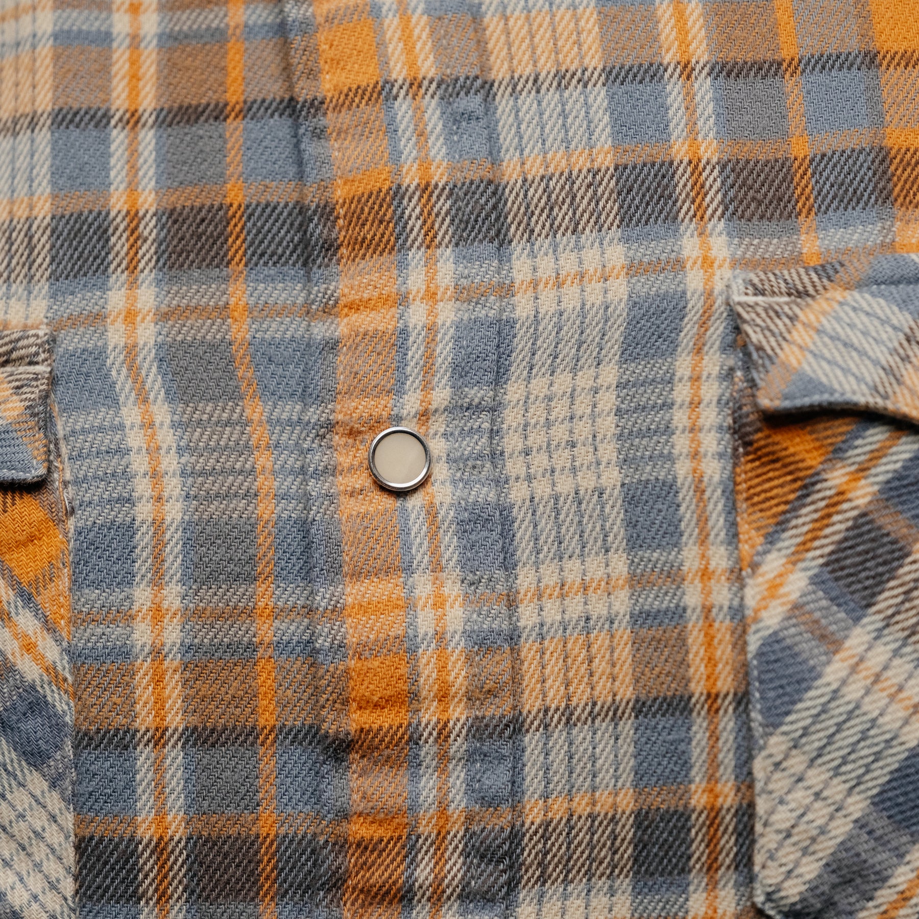 RRL Slim Fit Twill Western Shirt Blue/ Orange