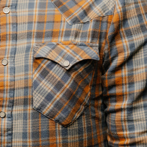 RRL Slim Fit Twill Western Shirt Blue/ Orange