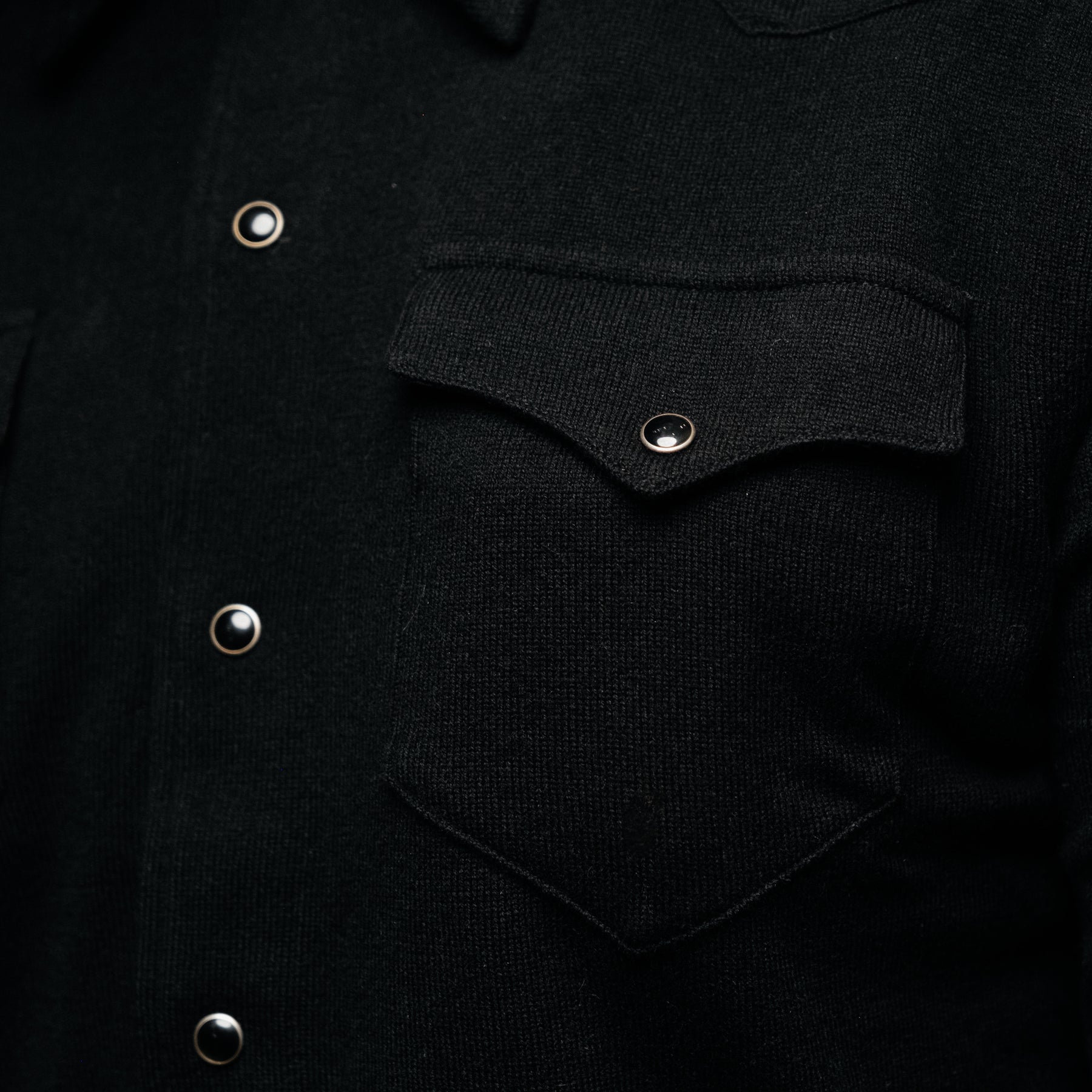 RRL Wool Cashmere Western Shirt Sweater Black