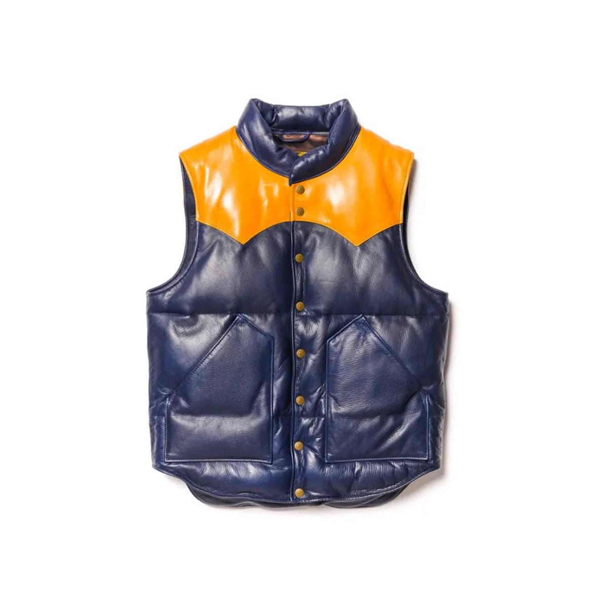 Y'2 SV-01 Steer Oil & Horsehide Down Vest Navy/ Camel