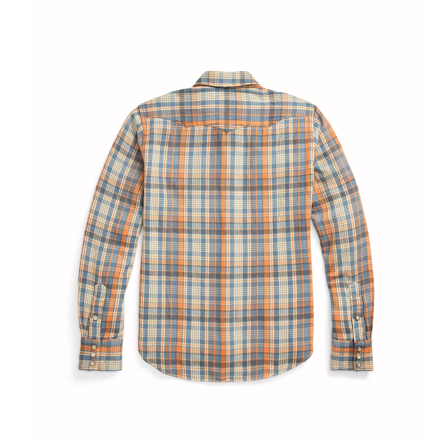 RRL Slim Fit Twill Western Shirt Blue/ Orange