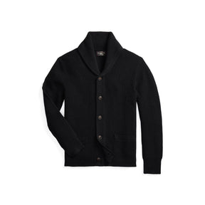 RRL Textured Cashmere Shawl-Collar Cardigan Black