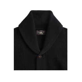 RRL Textured Cashmere Shawl-Collar Cardigan Black