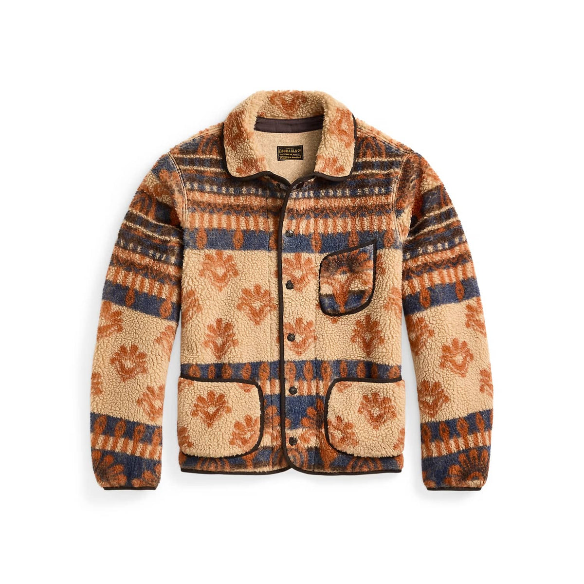 RRL Wool-Blend Pile Fleece Jacket Orange/ Multi