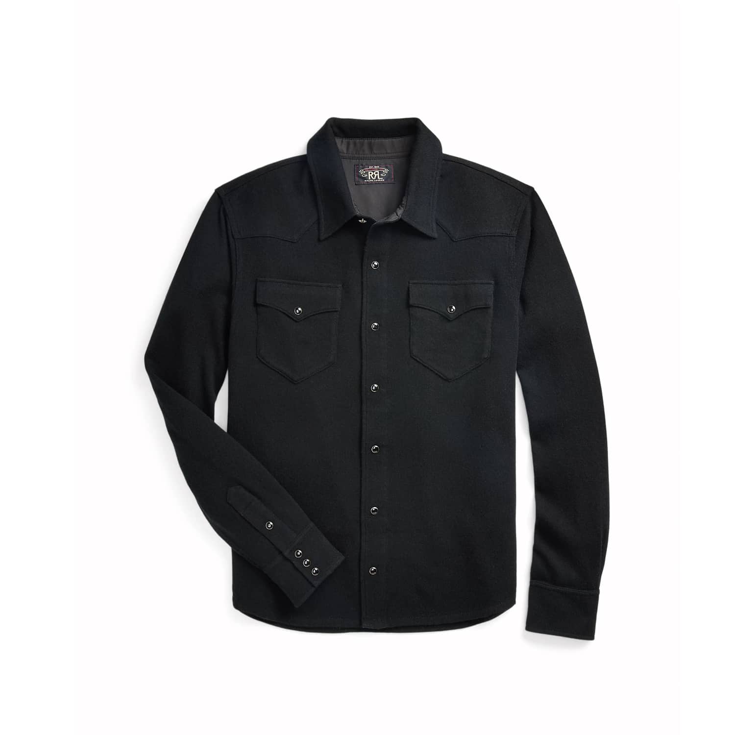 RRL Wool Cashmere Western Shirt Sweater Black