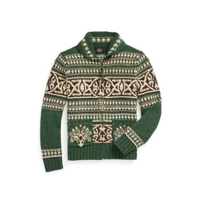 RRL Wool Full-Zip Cardigan Green Multi