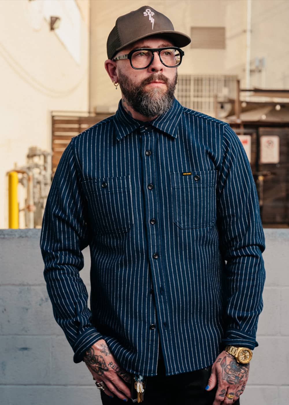 Man wearing Iron Heart Flannels