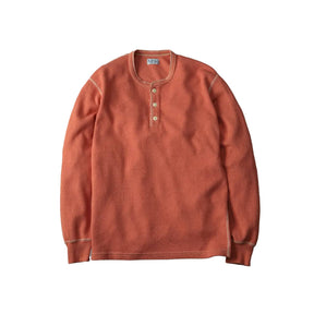 The Flat Head Heavy Thermal Henley Neck Light Orange