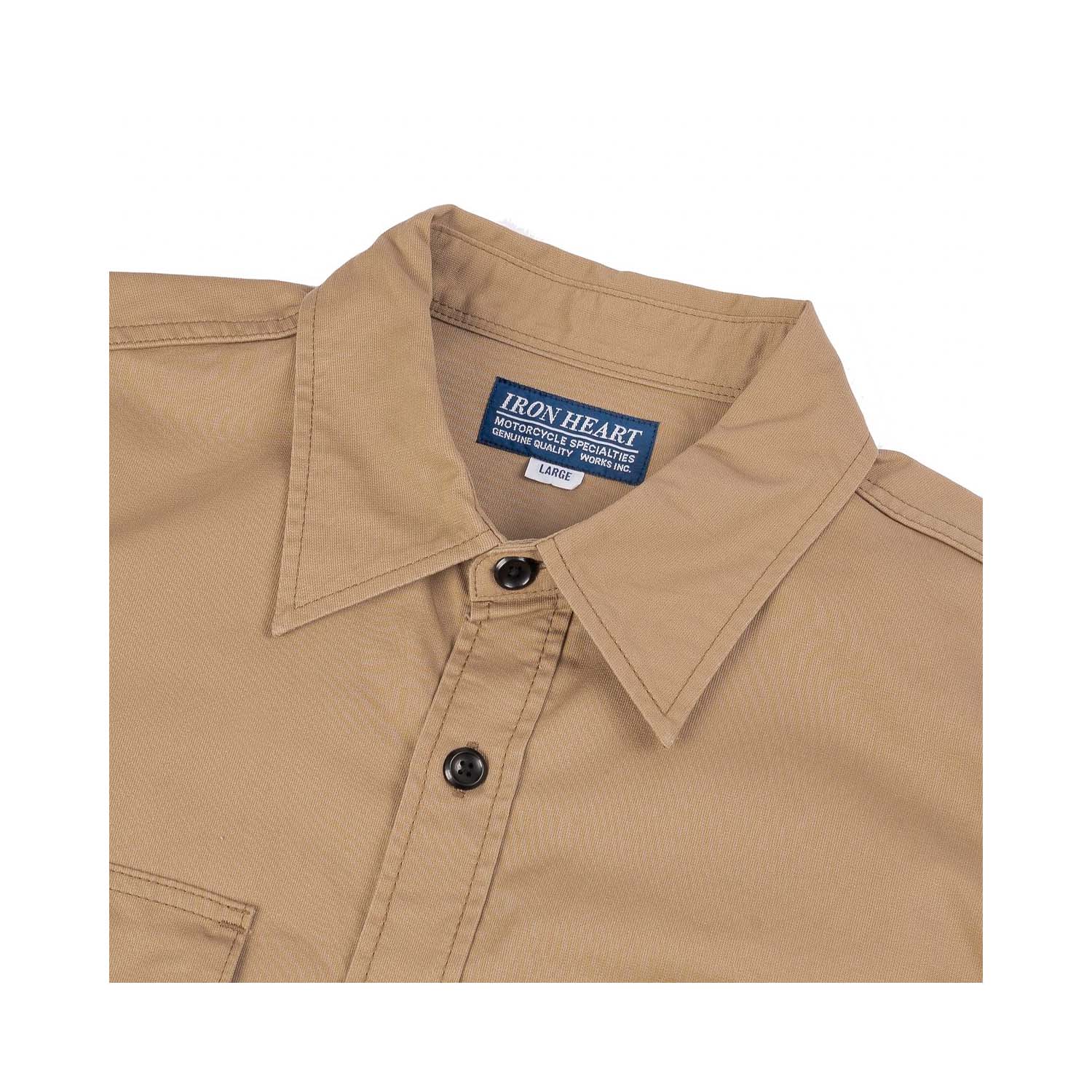 Iron Heart IHSH-319-KHA 8oz Military Shirt Khaki