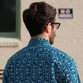 RRL Logo-Print Indigo Woven Work Shirt FINAL SALE