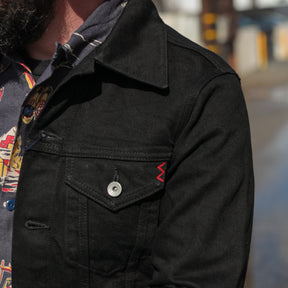 Iron Heart IHJ-86-BLK 14oz Selvedge Denim Modified Type III Jacket Black/ Black