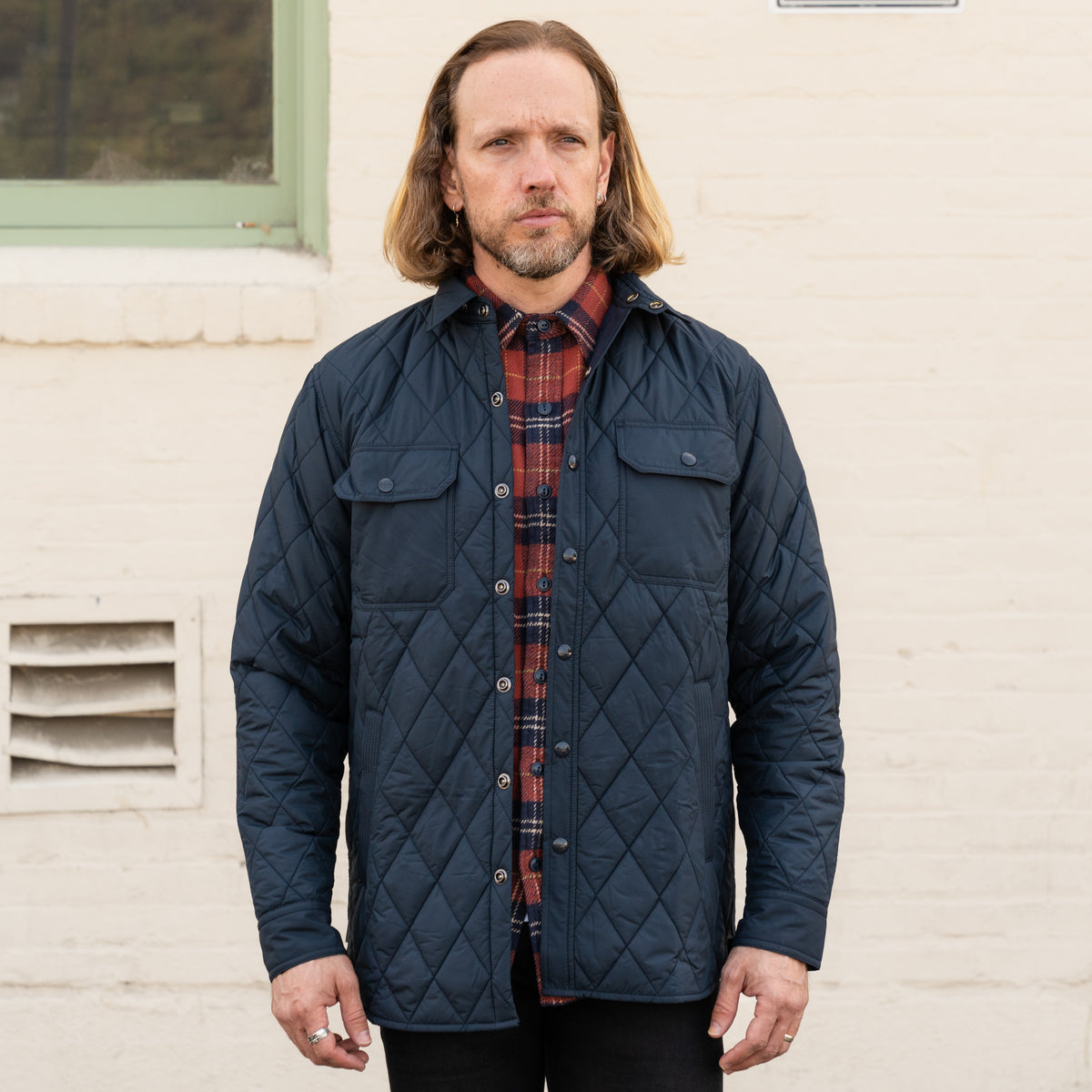 RRL Quilted Shirt Jacket Navy FINAL SALE